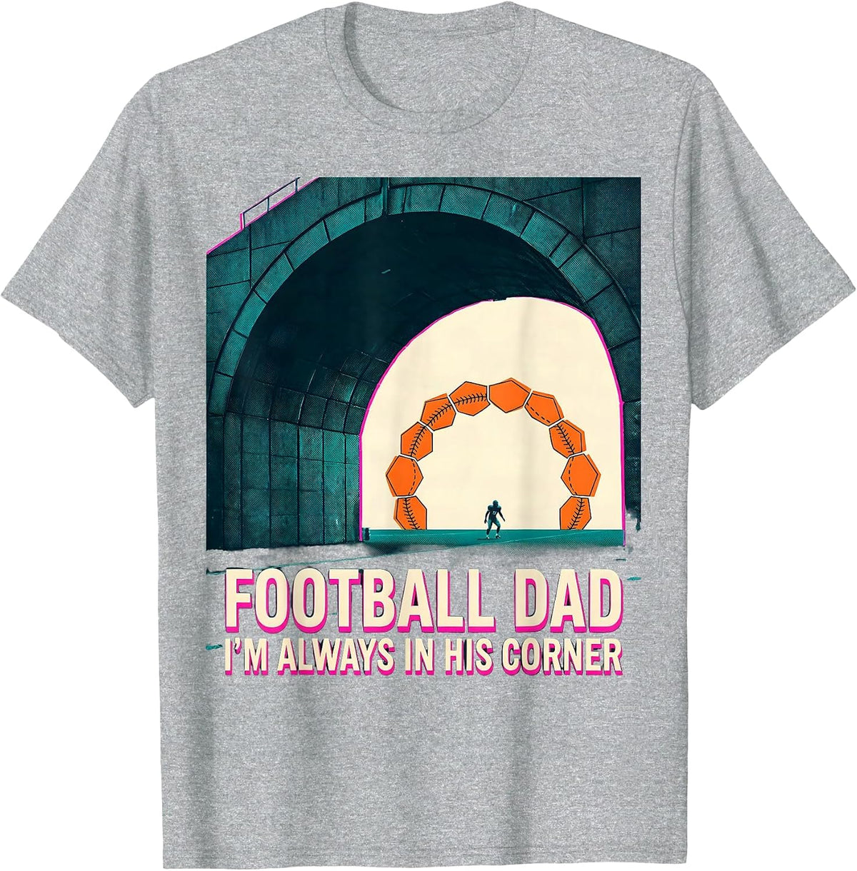 Men's Football Dad, I’m Always In His Corner Risograph Family T-Shirt - Heather Grey