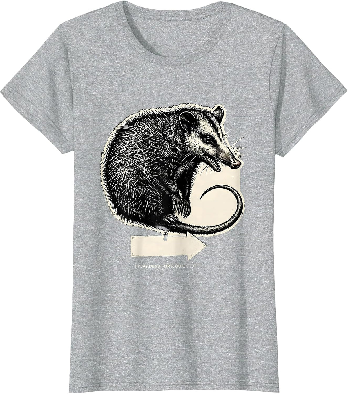 I Play Dead For A Quick Exit Funny Opossum Meme Animal Humor T-Shirt - Heather Grey