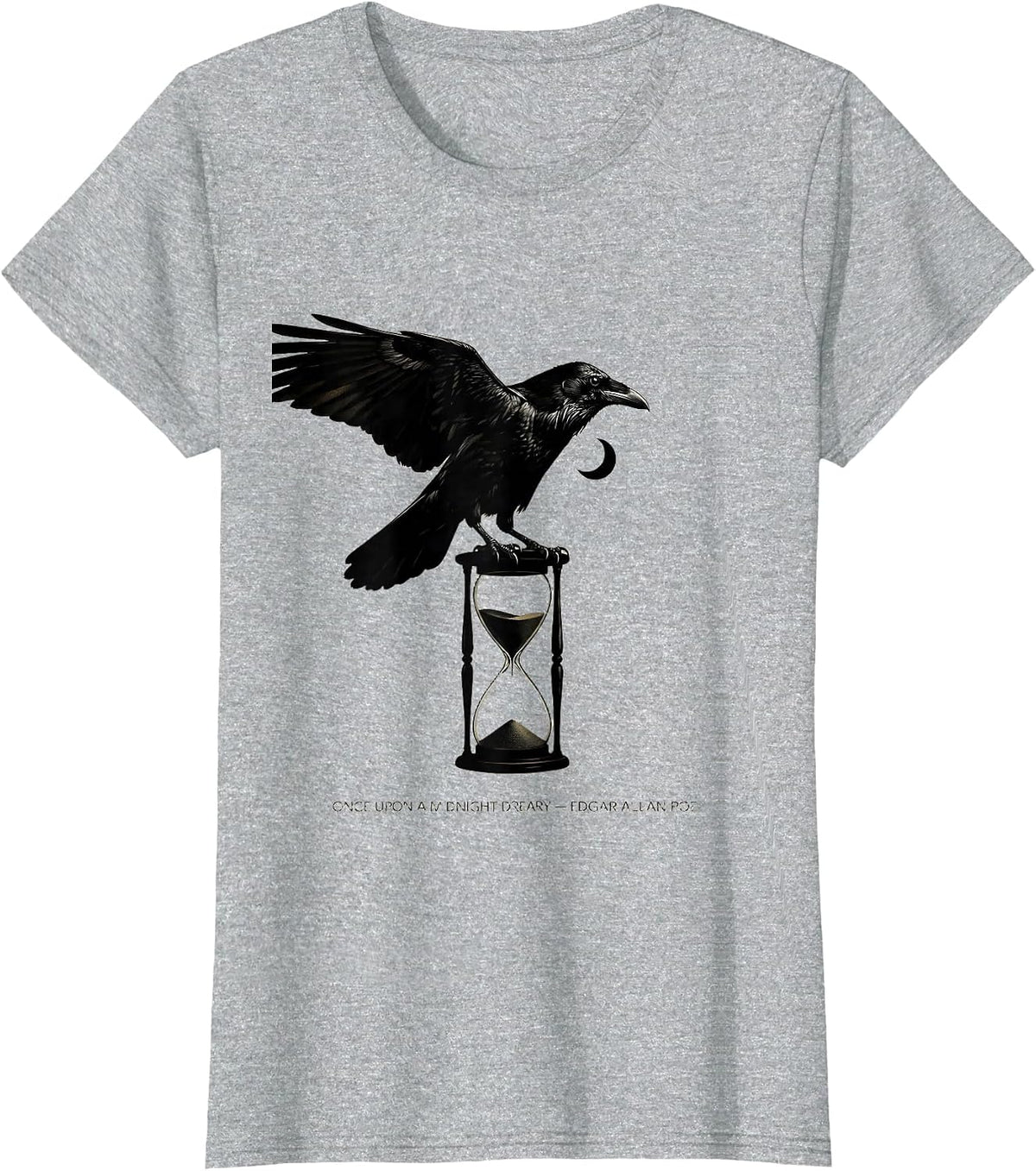 Women's Once Upon A Midnight Dreary — Edgar Allan Poe Gothic T-Shirt - Heather Grey