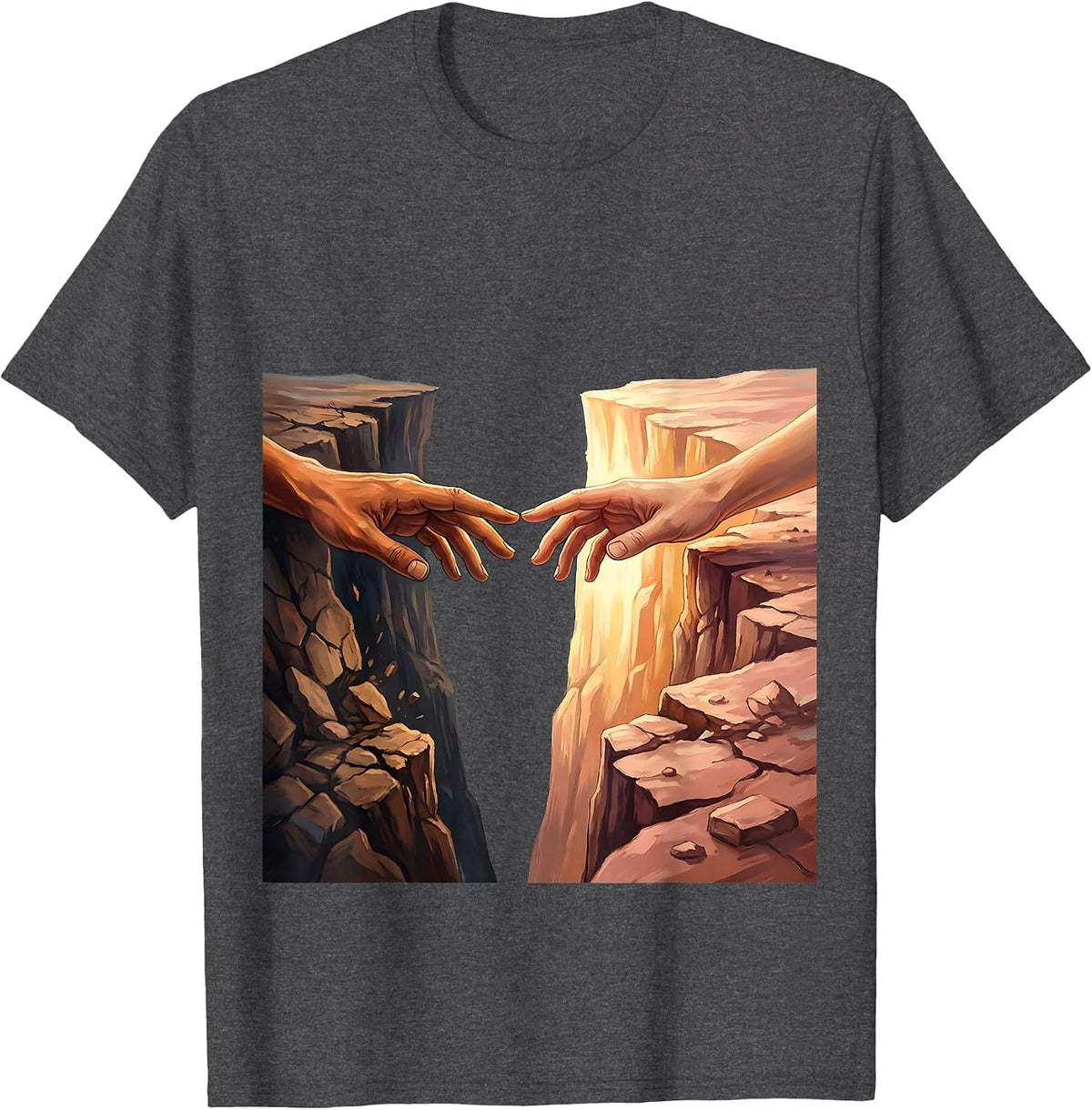 Men's Reaching Hands Suicide Awareness Graphic Design T-Shirt - Dark Heather Grey