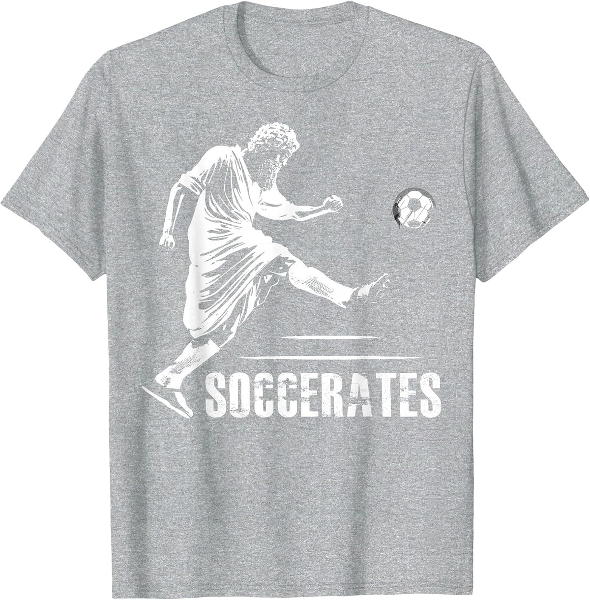 Soccerates Funny Philosophy Theory Soccer Socrates Greek T-Shirt - Heather Grey