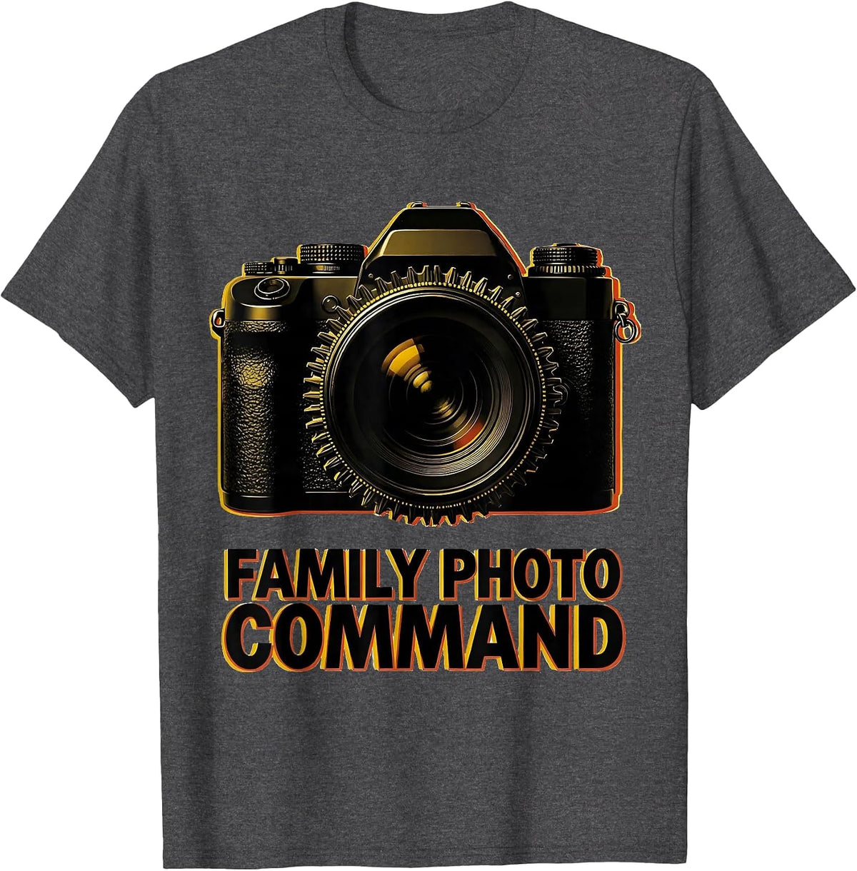 Men's Family Photo Command Funny Photography Hobbyist Camera Lover T-Shirt - Dark Heather Grey