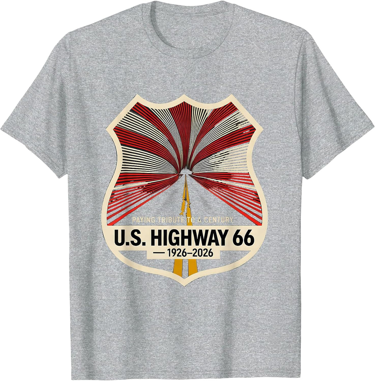 Men's Paying Tribute To A Century — U.S. Highway 66 — 1926-2026 T-Shirt - Heather Grey
