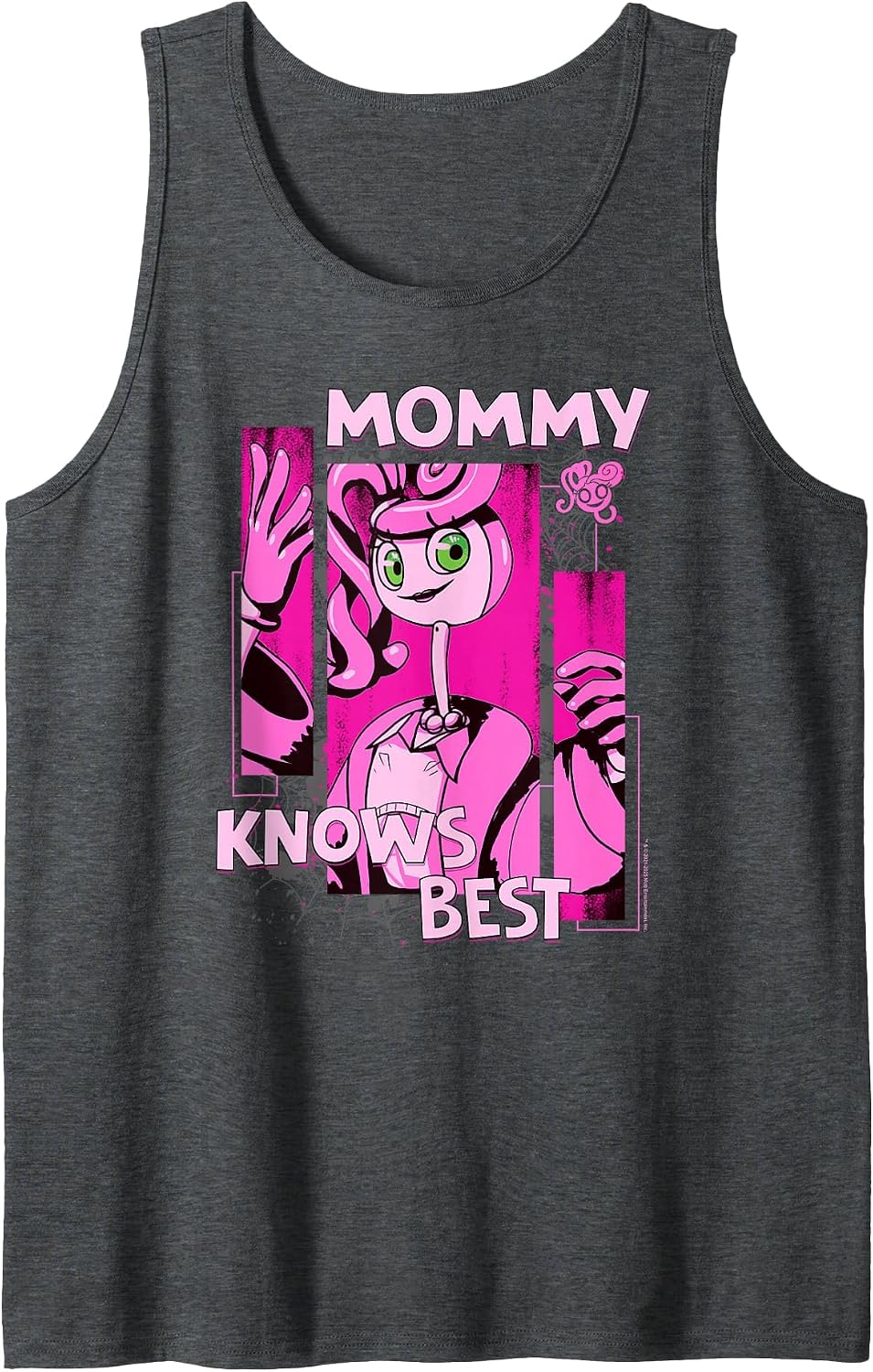 Poppy Playtime Mommy Knows Best Panel Style Portrait Tank Top - Dark Heather Grey