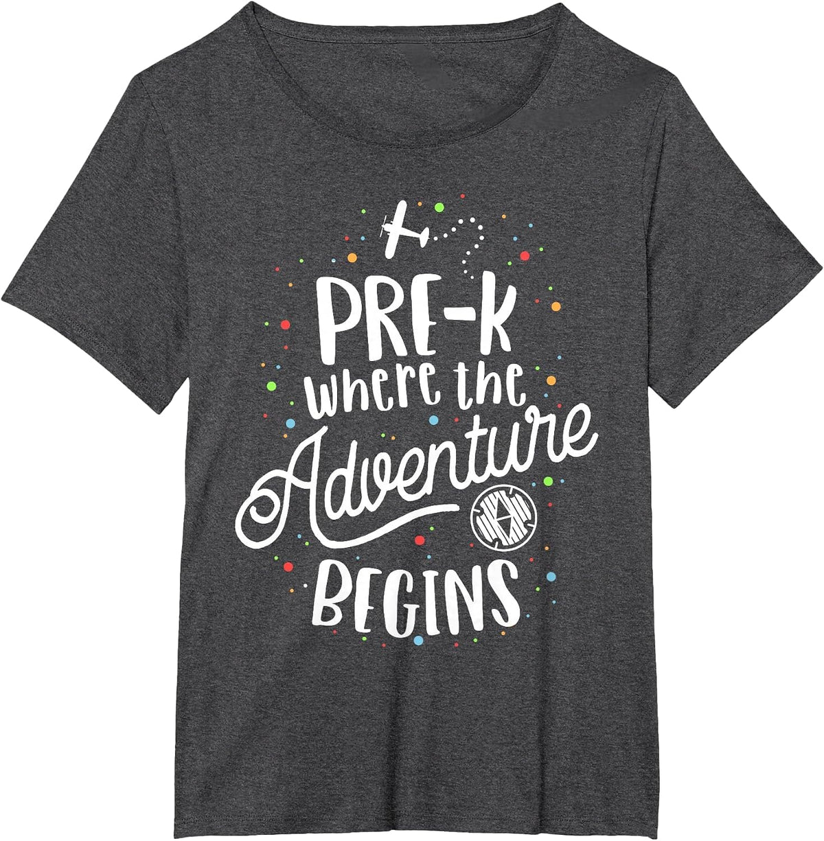 Pre-K Where The Adventure Begins Preschool Early Teacher T-Shirt - Dark Heather Grey