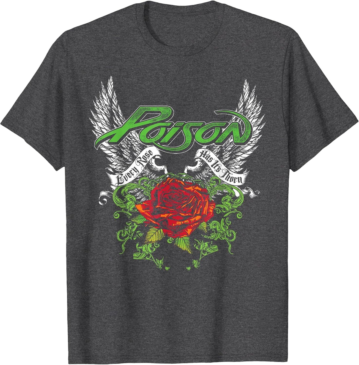 Poison - Thorns & Wings T-Shirt - Dark Heather Grey