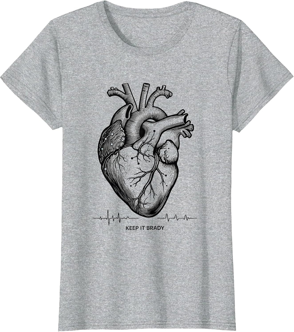 Women's Keep It Brady Cardiac Nurse Anatomy Conduction Pathway T-Shirt - Heather Grey