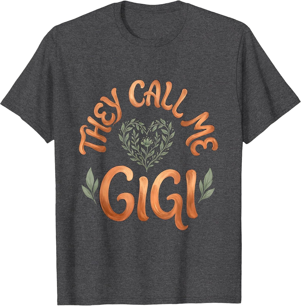 Men's They Call Me Gigi Boho Typography Grandma Nickname National T-Shirt - Dark Heather Grey