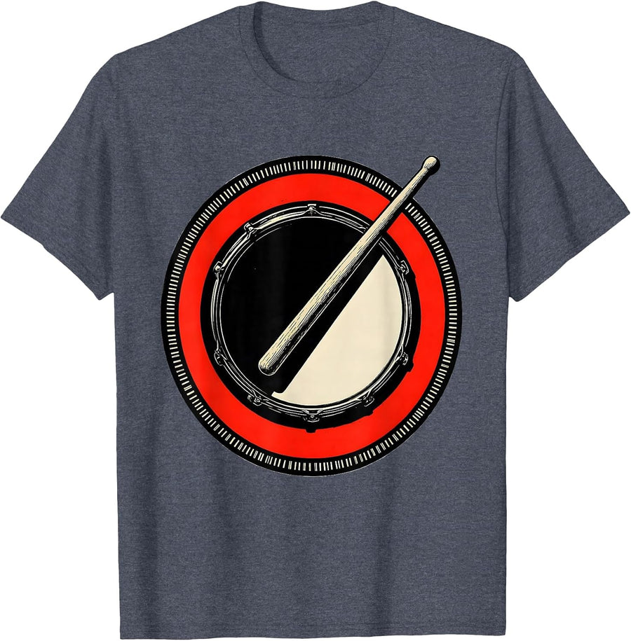 Sealed Drum Badge Vintage Rock Drummer Gift T-Shirt - Heather Blue