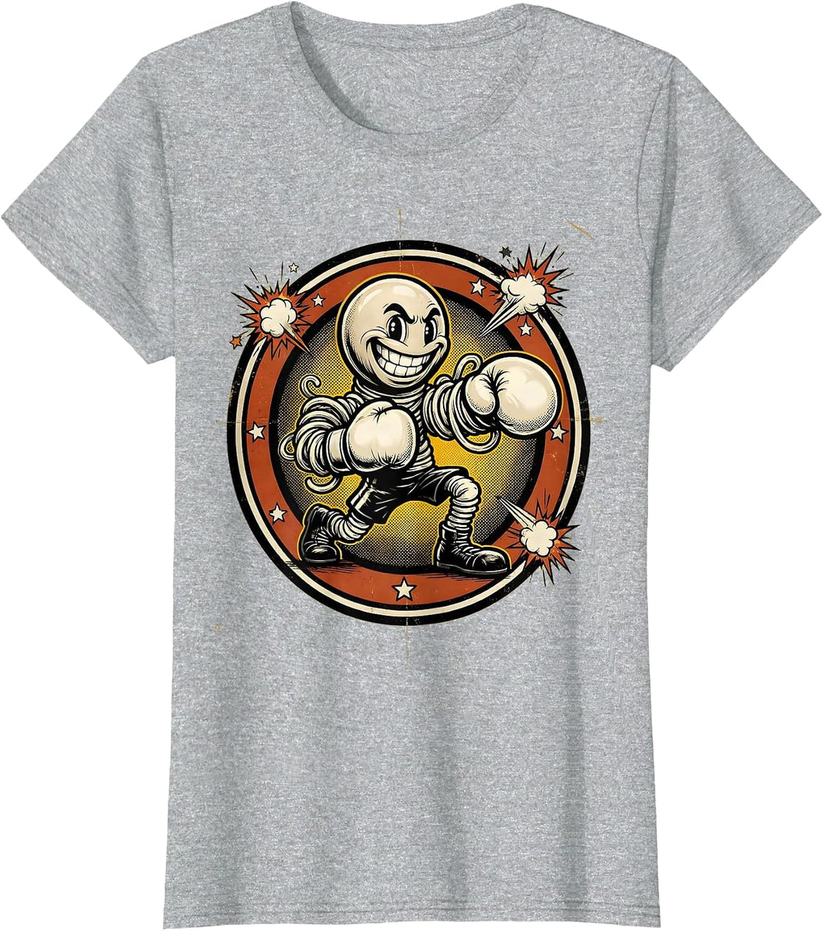 Shadow Boxing Fighter Empty Gym Graphic T-Shirt - Heather Grey
