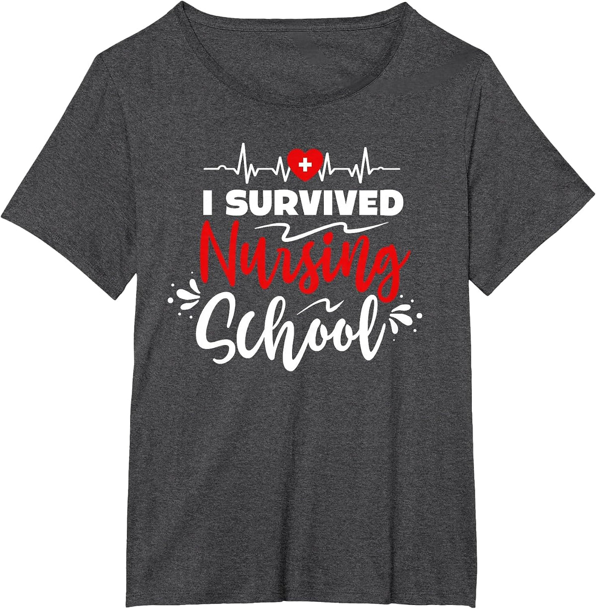 Nurse Student i Survived Nursing School Essentials T-Shirt - Dark Heather Grey