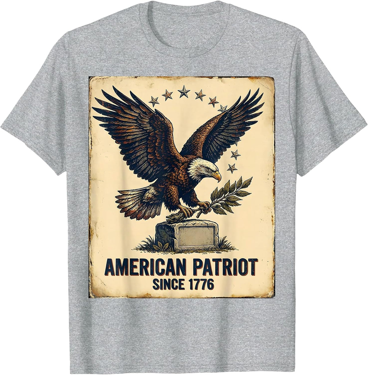 Men's American Patriot Since 1776 Vintage Patriotic T-Shirt - Heather Grey