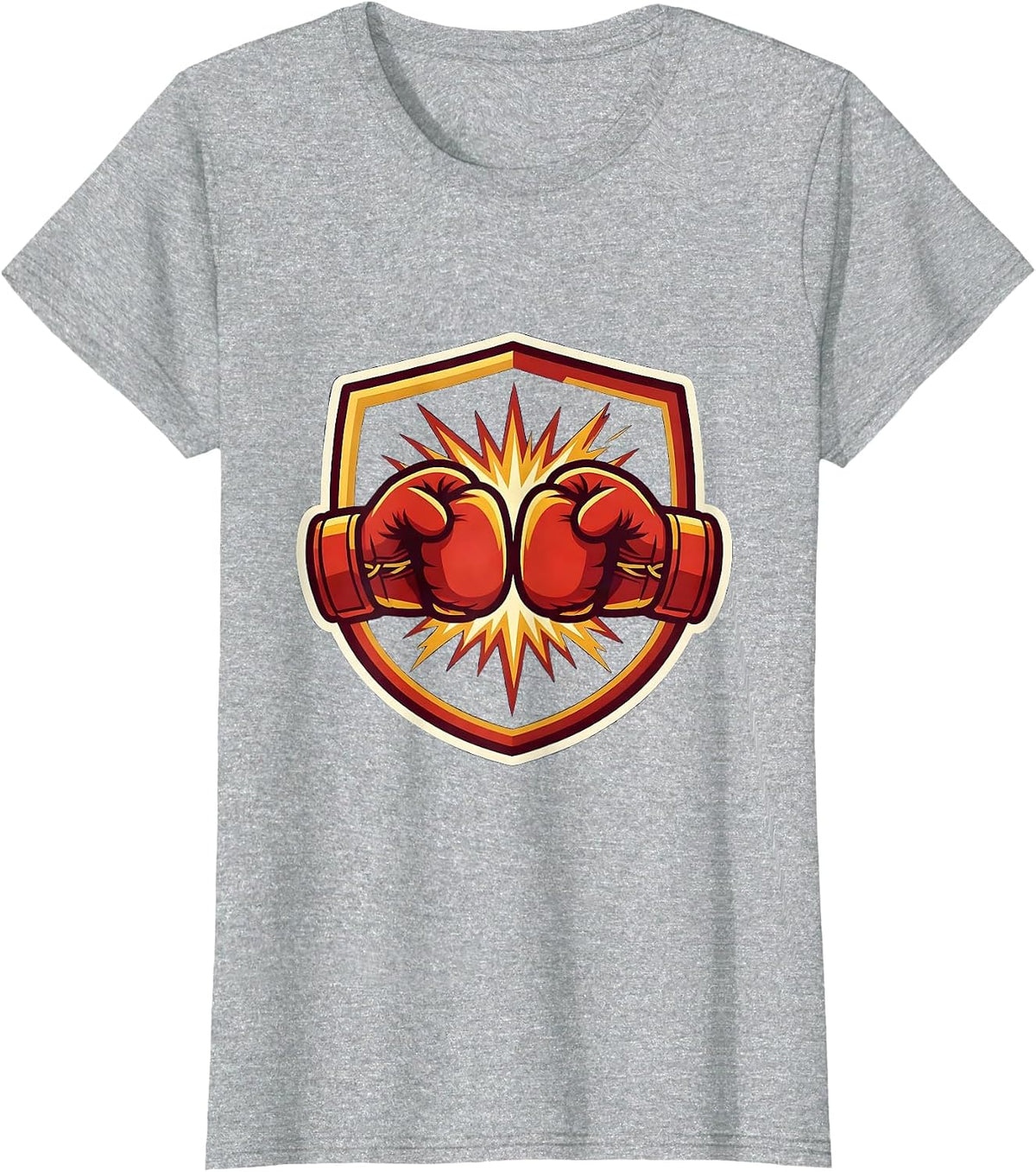 Women's Boxing Gloves Clash Sparks Graphic Tee T-Shirt - Heather Grey