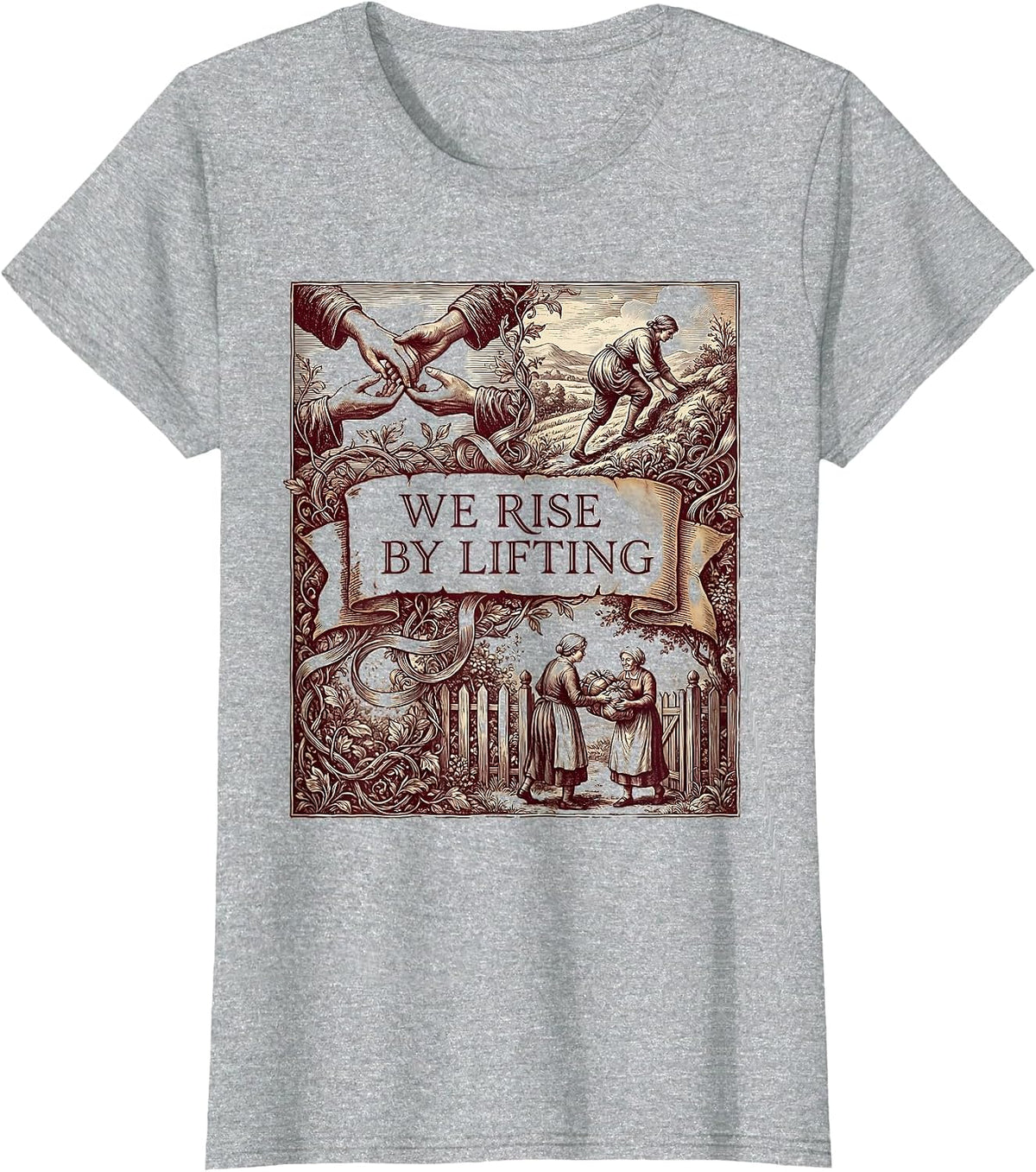 We Rise By Lifting Altruismo House Design T-Shirt - Heather Grey