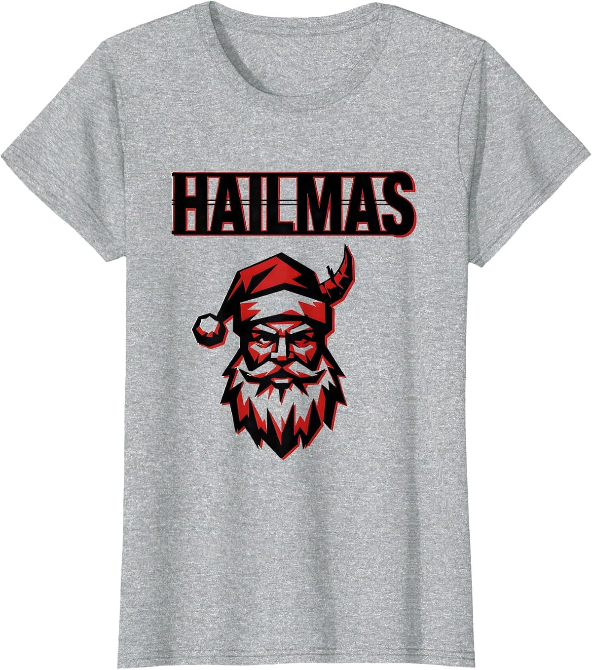 Hailmas Stencil Graphic Heavy Metal Rock Fan Christmas T-Shirt - Heather Grey