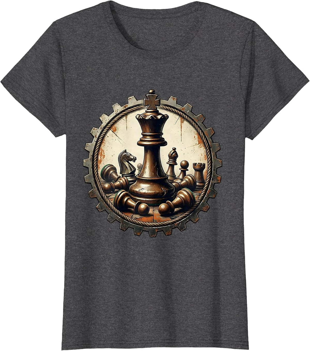 Women's Chaos Coordinator Chess King Graphic T-Shirt - Dark Heather Grey