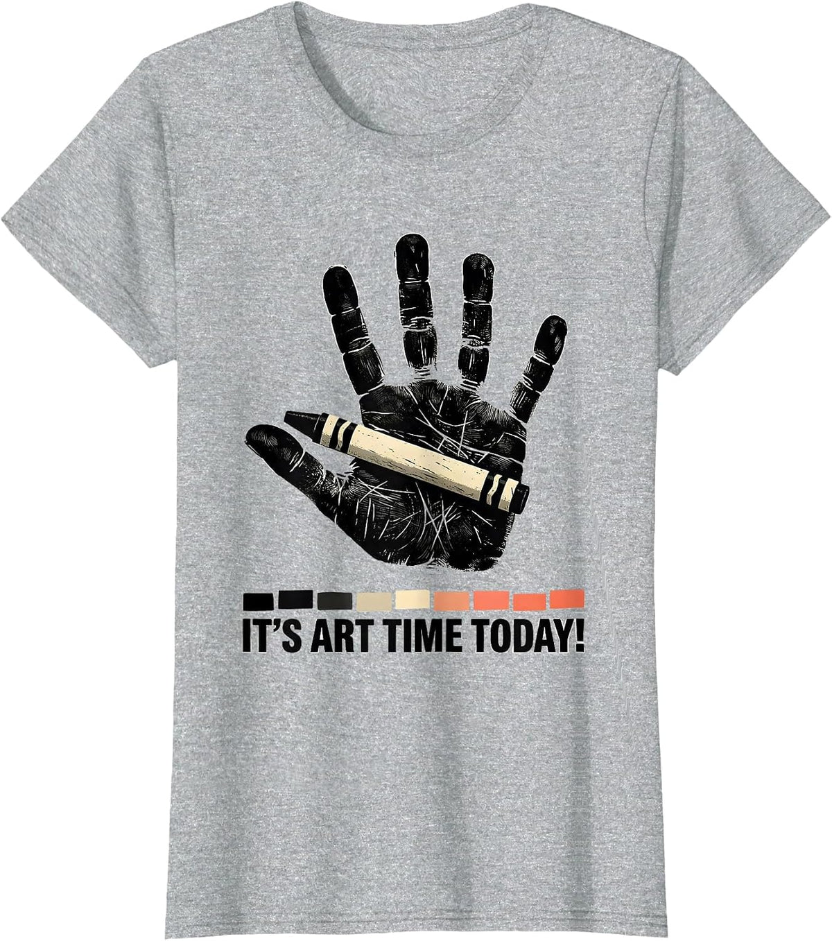 It's Art Time Today Linocut Funny Art Teacher Back To School T-Shirt - Heather Grey