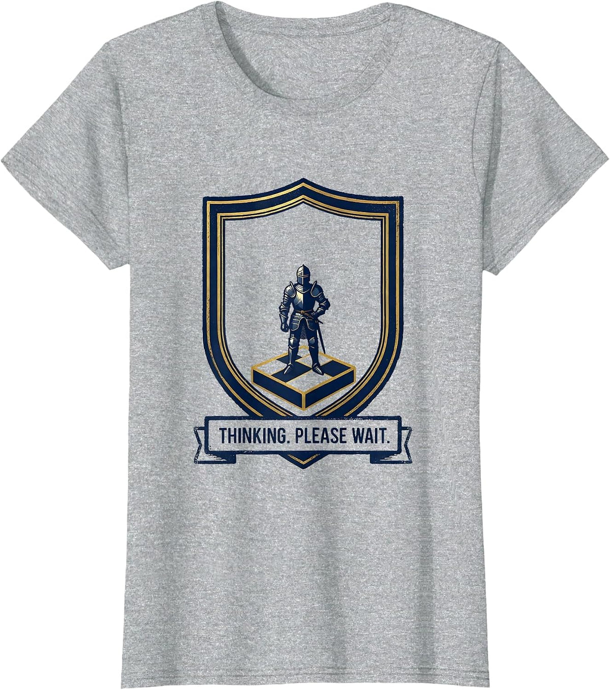 Women's Thinking Please Wait Funny Chess Player Gift Chess Lover T-Shirt - Heather Grey
