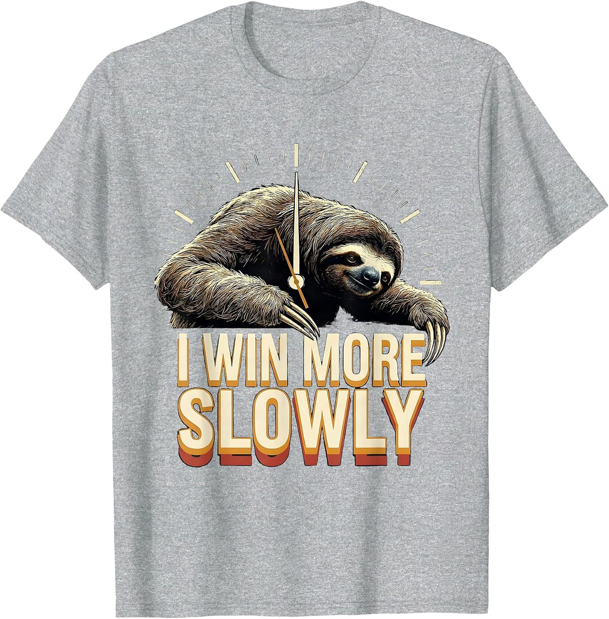 Men's I Win More Slowly Funny Sloth Lover Humor Animal Affinity T-Shirt - Heather Grey