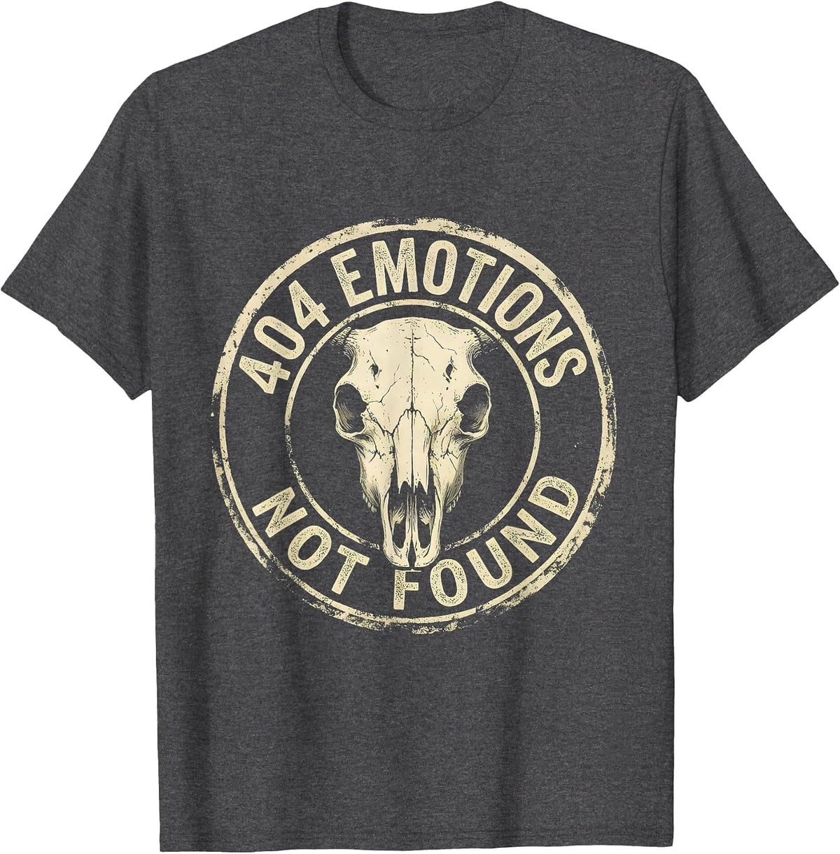 404 Emotions Not Found Funny Tech Humor Design T-Shirt - Dark Heather Grey