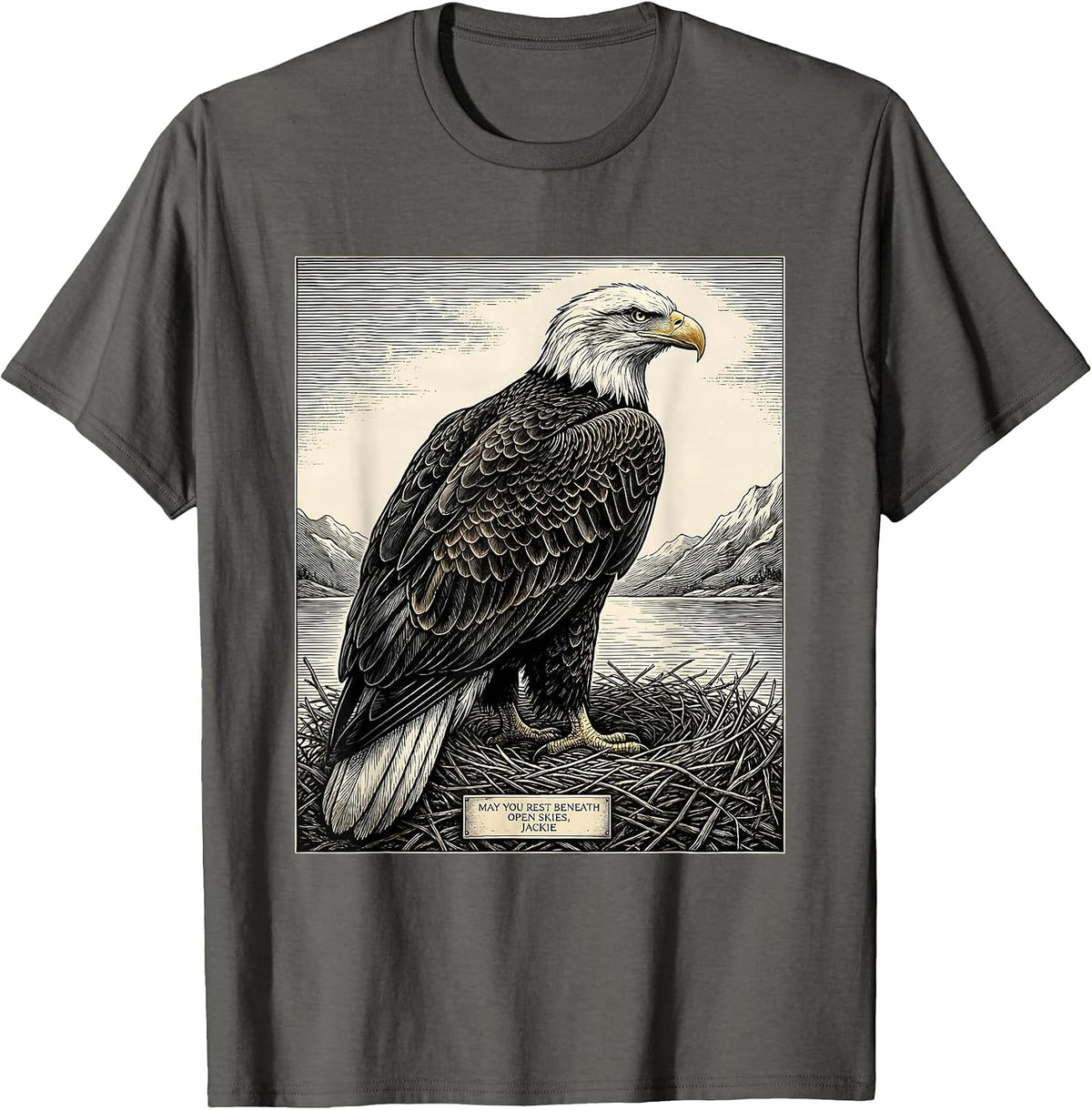 Men's May You Rest Beneath Open Skies, Jackie Memorial Tribute T-Shirt - Asphalt Grey