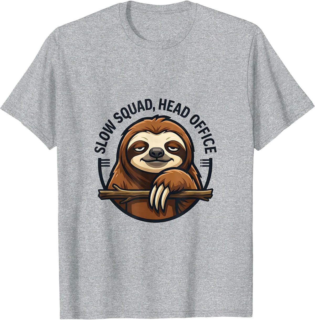 Men's Slow Squad Head Office Funny Sloth Lover Gift T-Shirt - Heather Grey