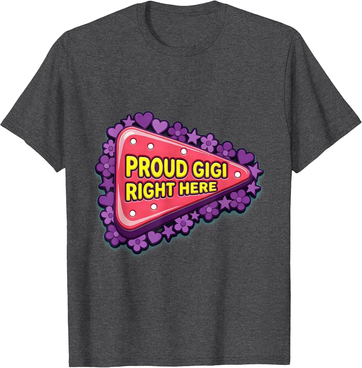 Proud Gigi Grandma Pride Design T-Shirt - Dark Heather Grey