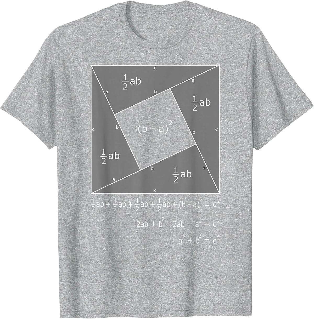 Pythagorean Theorem Algebraic Proof Math T-Shirt - Heather Grey