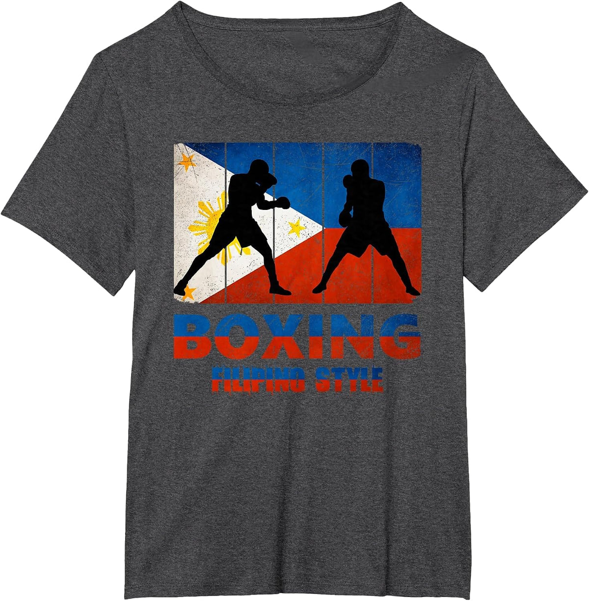 Philippine Vintage Style Boxing Great Filipino Boxer T-Shirt - Dark Heather Grey