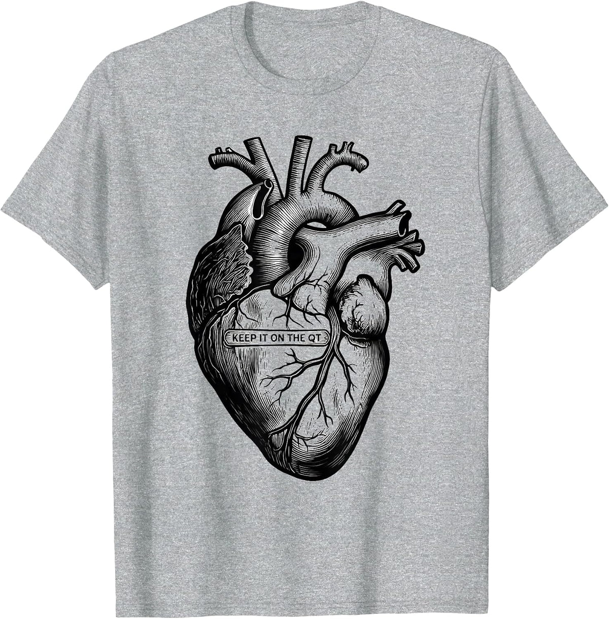Men's Keep It On The QT Line Art Cardiac Nurse Anatomy T-Shirt - Heather Grey