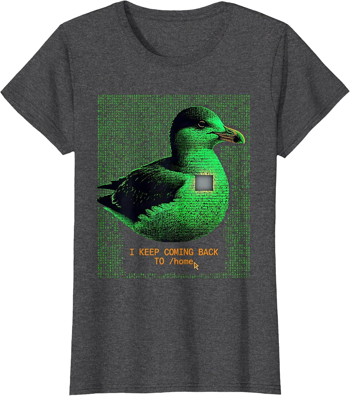 Women's I Keep Coming Back To /home Ascii Terminal Art Linux User T-Shirt - Dark Heather Grey