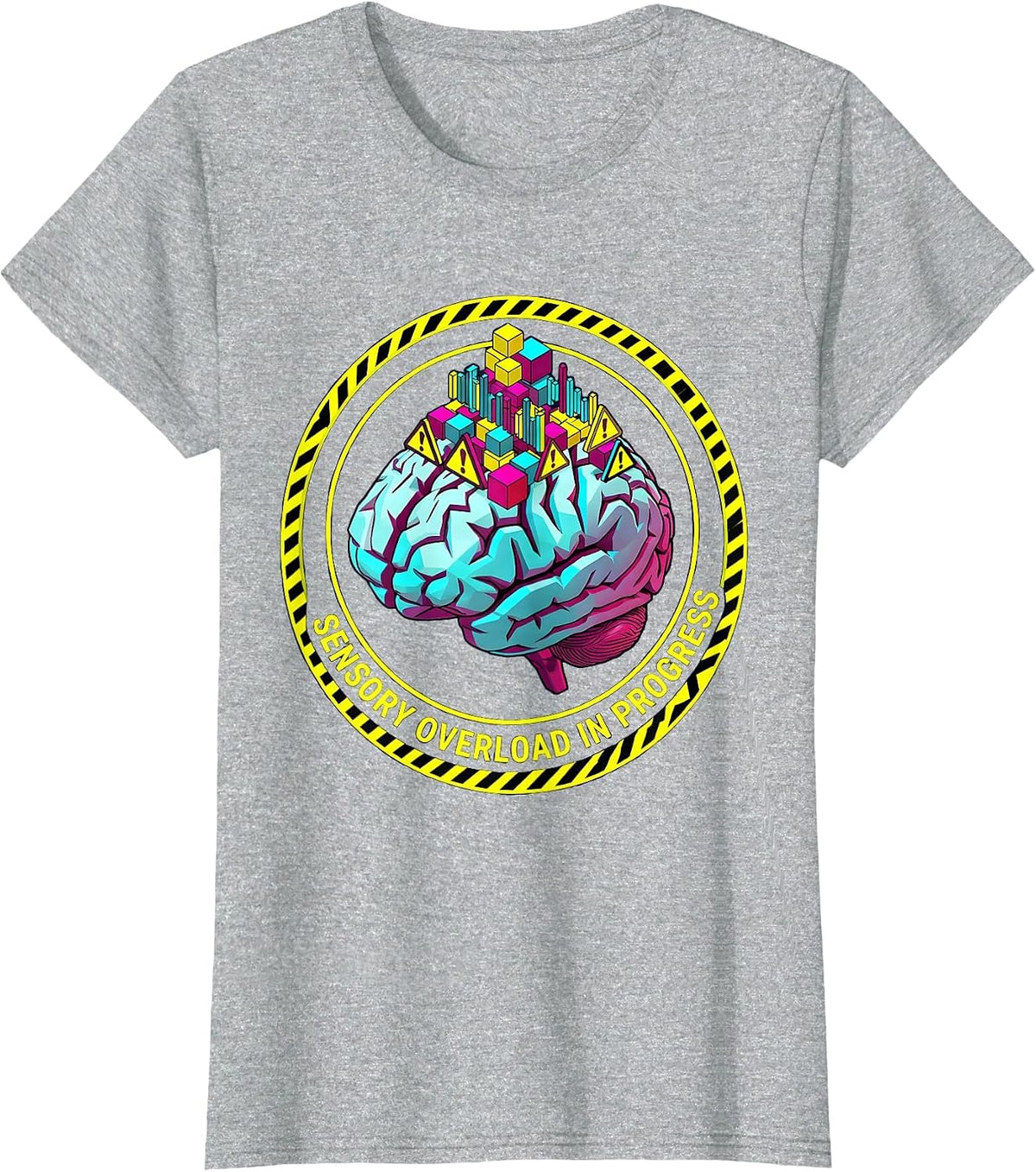 Sensory Overload In Progress Overstimulated Design T-Shirt - Heather Grey