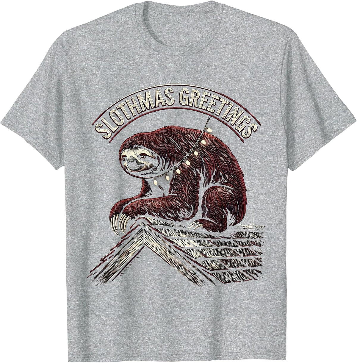 Men's Slothmas Greetings Funny Sloth Lover Christmas Pajama T-Shirt - Heather Grey