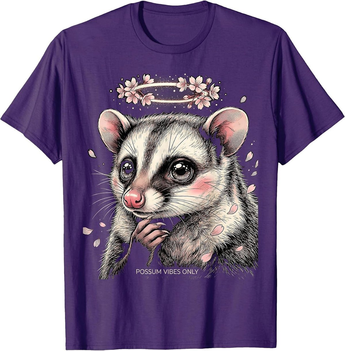 Men's Possum Vibes Only Funny Opossum Design T-Shirt - Purple