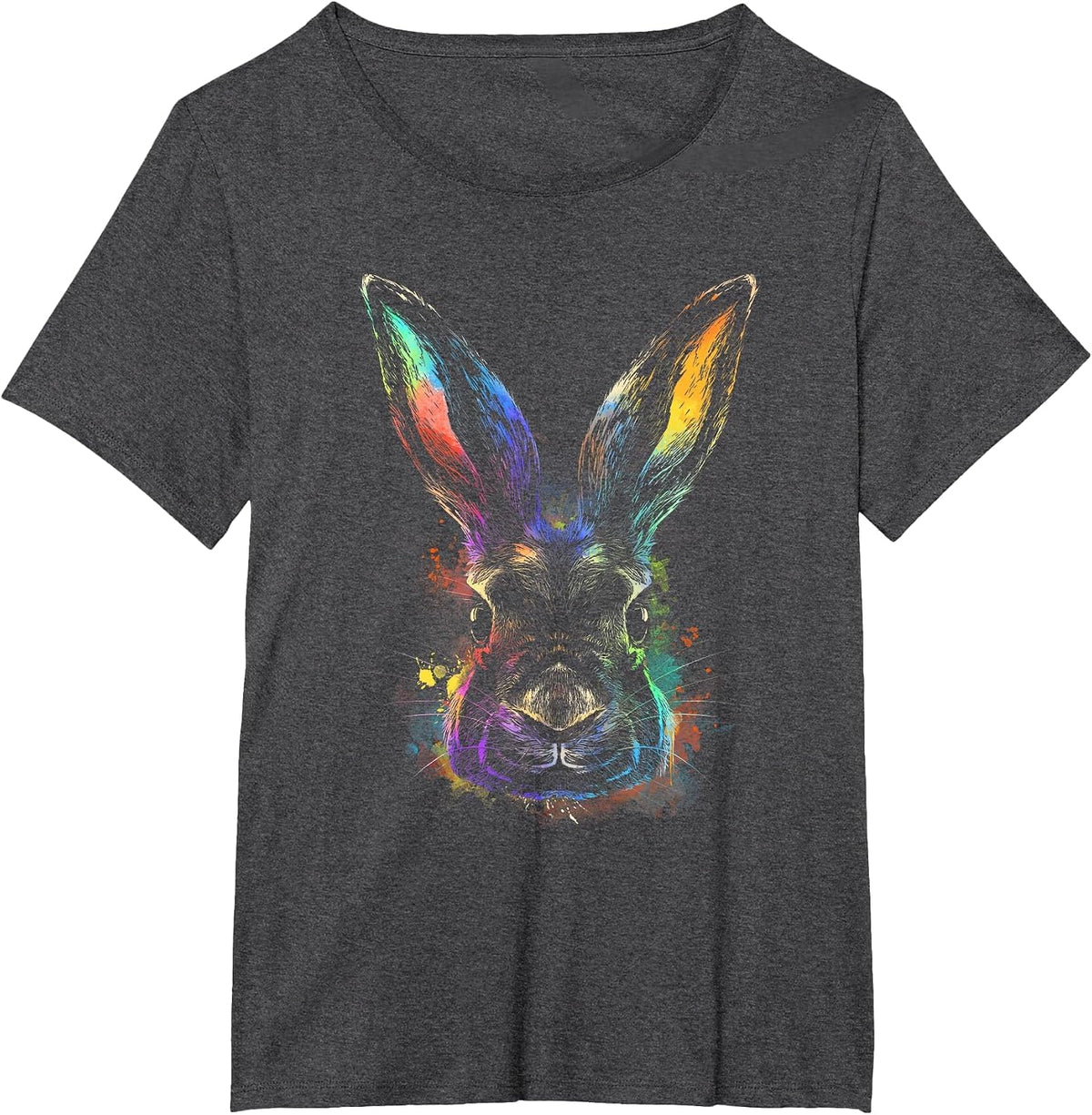 Rainbow Rabbit Abstract Colorful for Bunny Rabbit Lovers T-Shirt - Dark Heather Grey