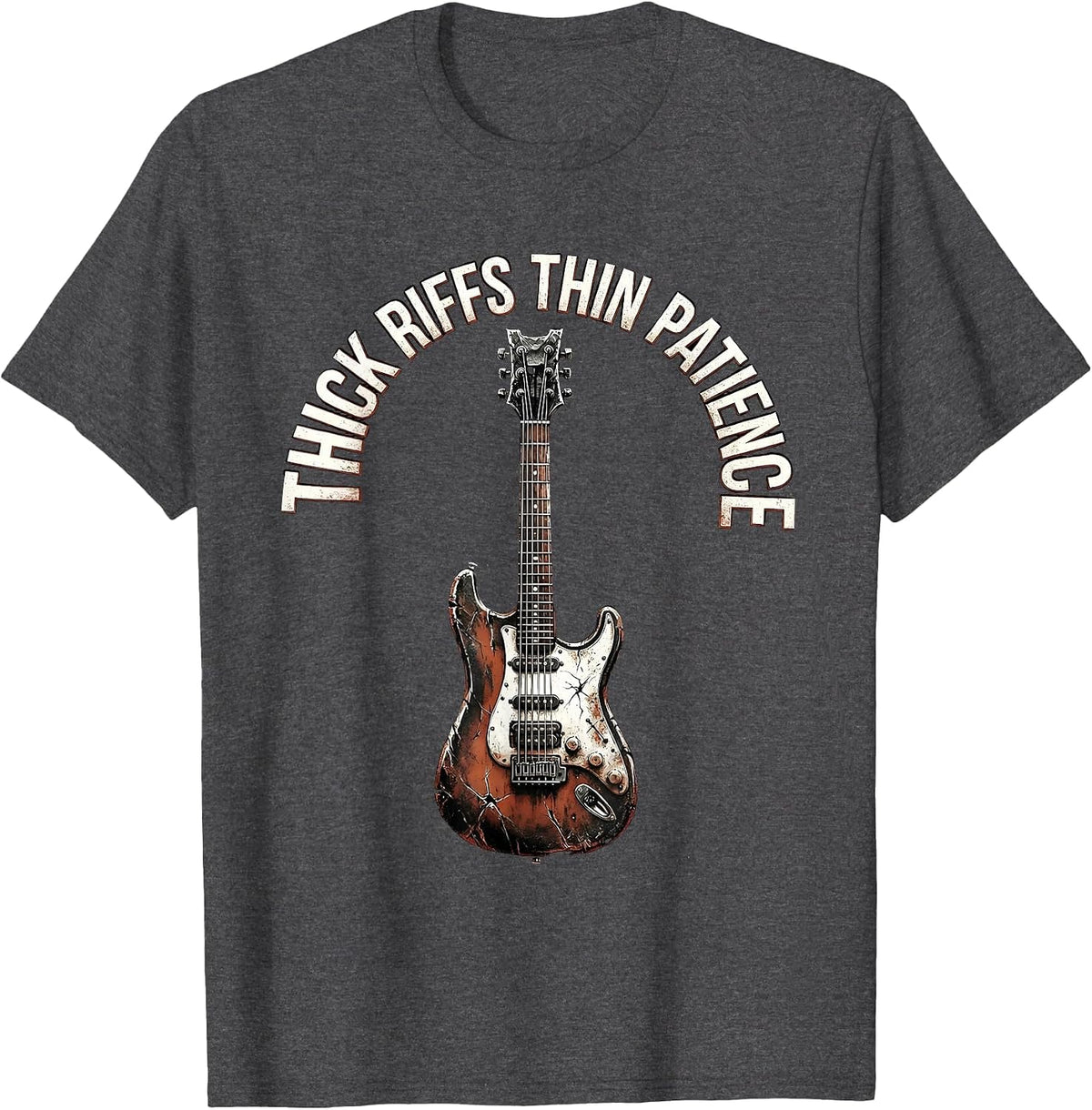Thick Riffs Thin Patience Grunge Music Design T-Shirt - Dark Heather Grey