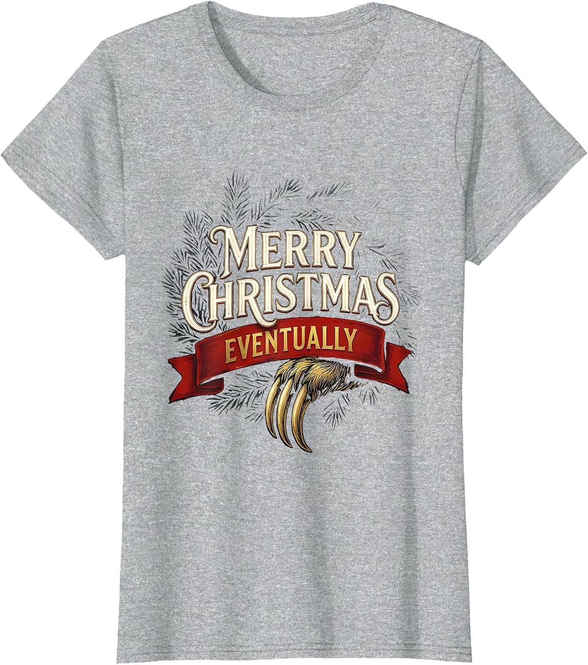 Merry Christmas, Eventually Funny Sloth Lover Holiday Humor T-Shirt - Heather Grey