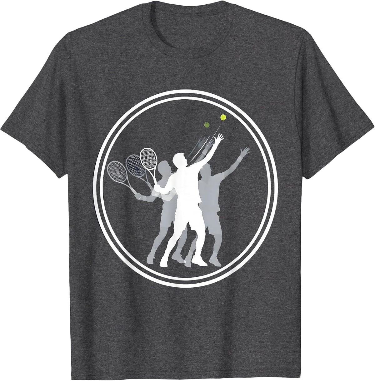 Men's Tennis Serve Stroboscopic Silhouette Design T-Shirt - Dark Heather Grey