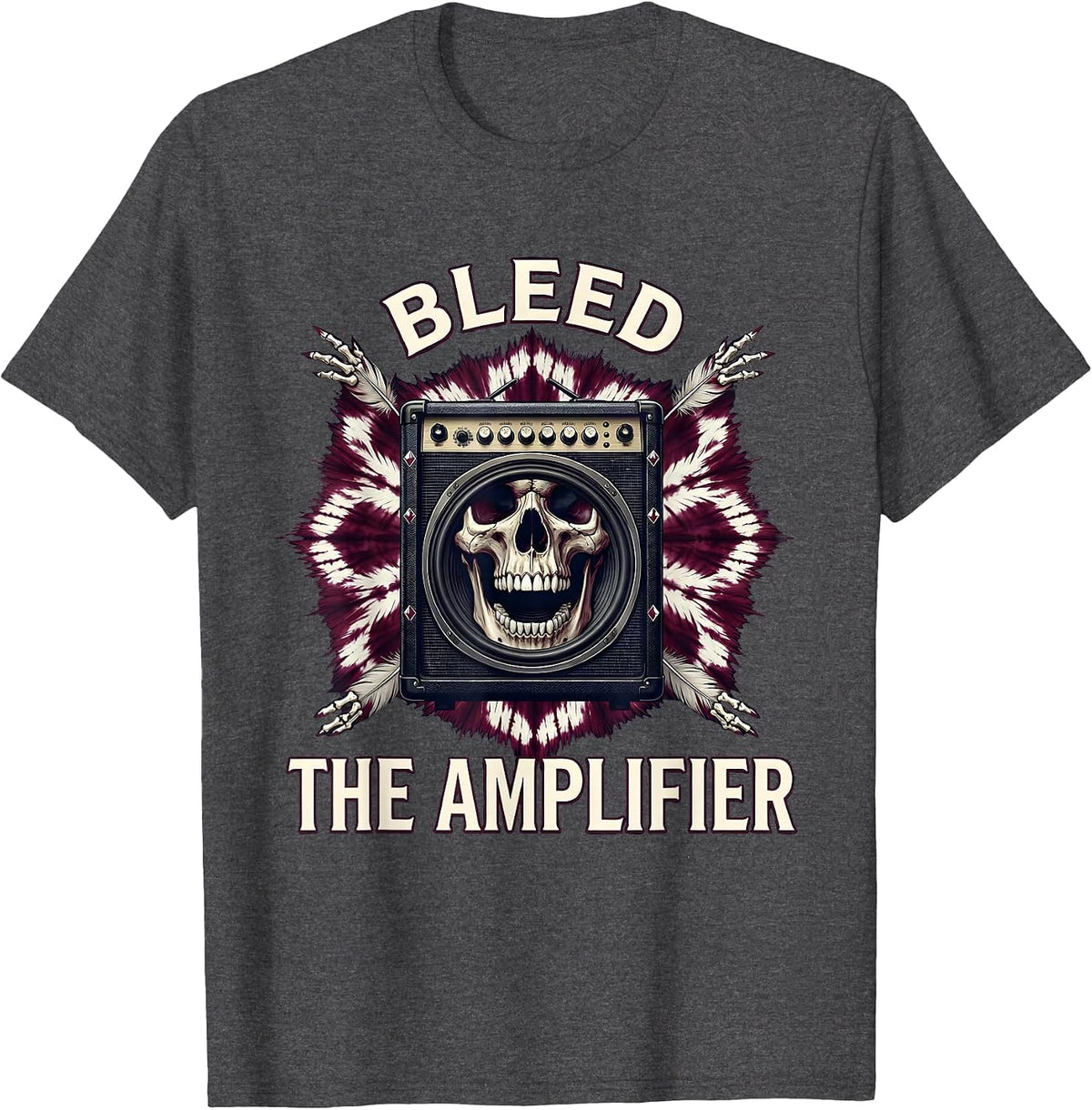 Bleed the Amplifier Metal Band Graphic Design T-Shirt - Dark Heather Grey