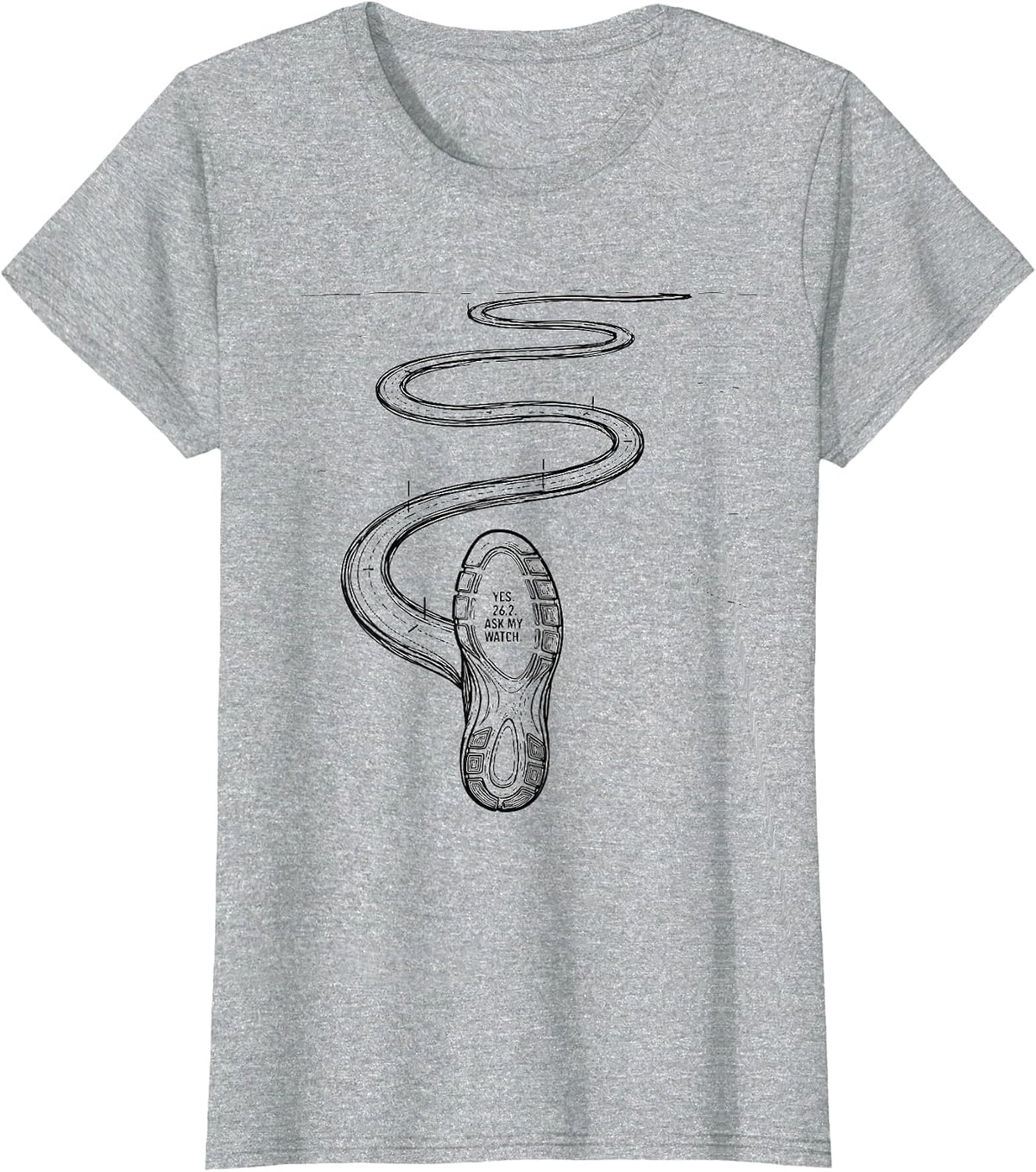 Women's Yes. 26.2. Ask My Watch Funny Runner Marathon Gift T-Shirt - Heather Grey