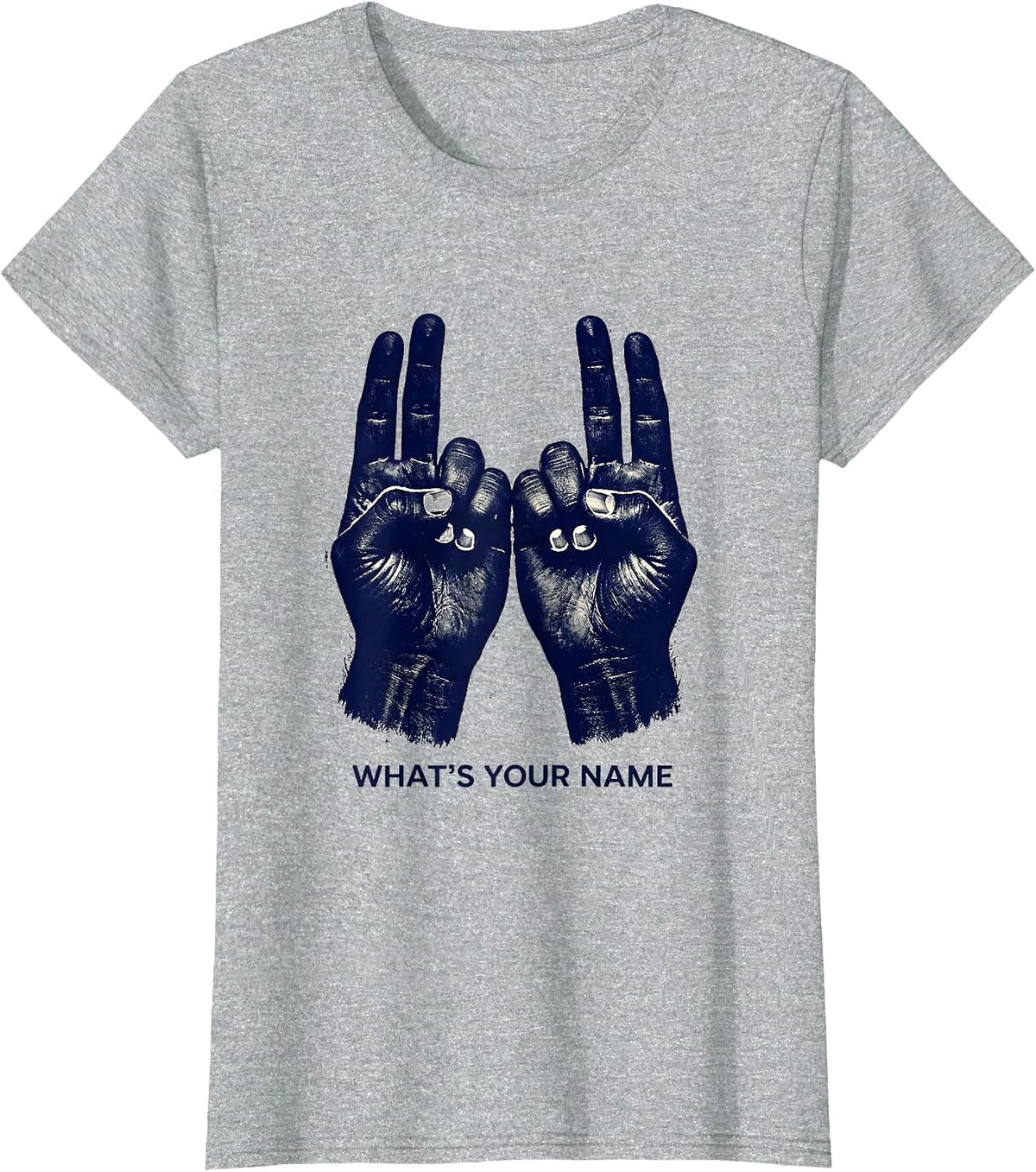 What's Your Name Rubber Stamp ASL Sign Language Teacher T-Shirt - Heather Grey