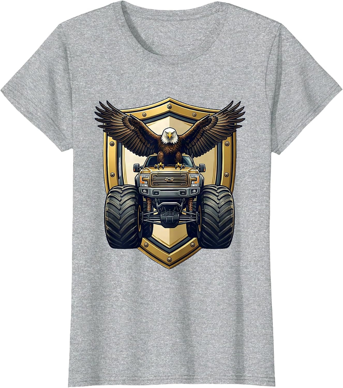 Women's Eagle on Monster Truck Hood Graphic T-Shirt - Heather Grey