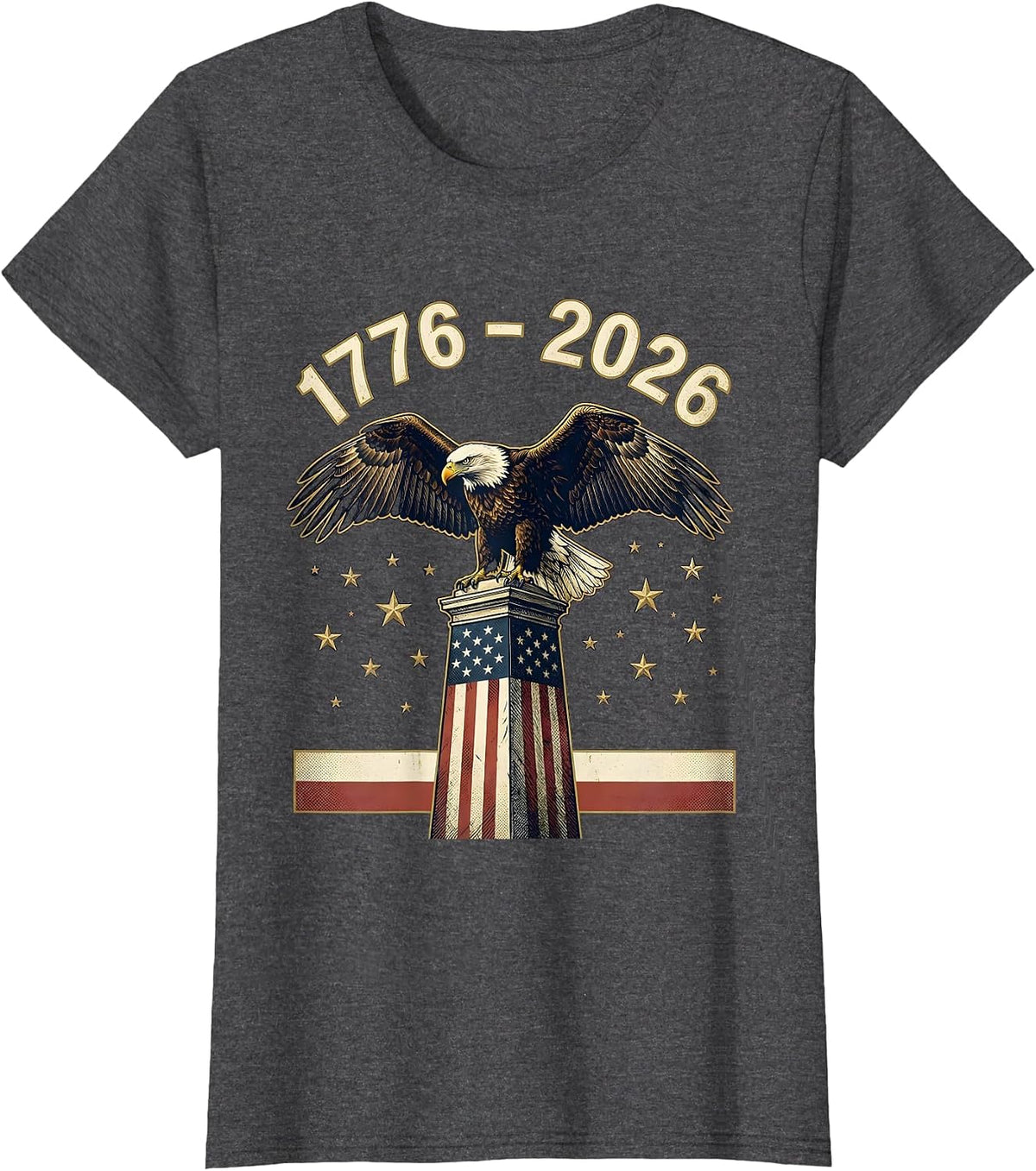 Women's 1776 – 2026 Vintage Patriotic Eagle Flag 250th Anniversary T-Shirt - Dark Heather Grey