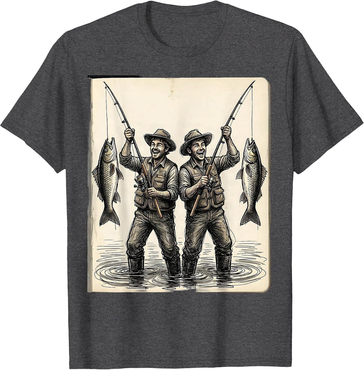 Son In Law Favorite Child Fishing Duo Gift T-Shirt - Dark Heather Grey