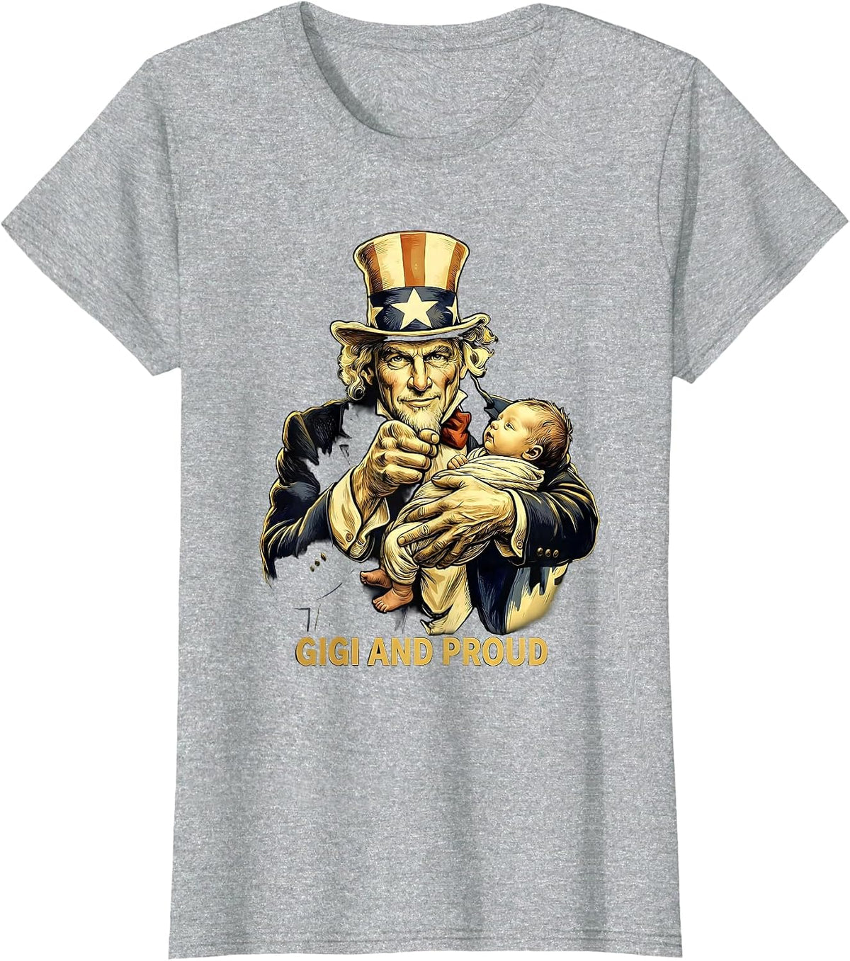 Women's Gigi and Proud Grandma Gift Design T-Shirt - Heather Grey