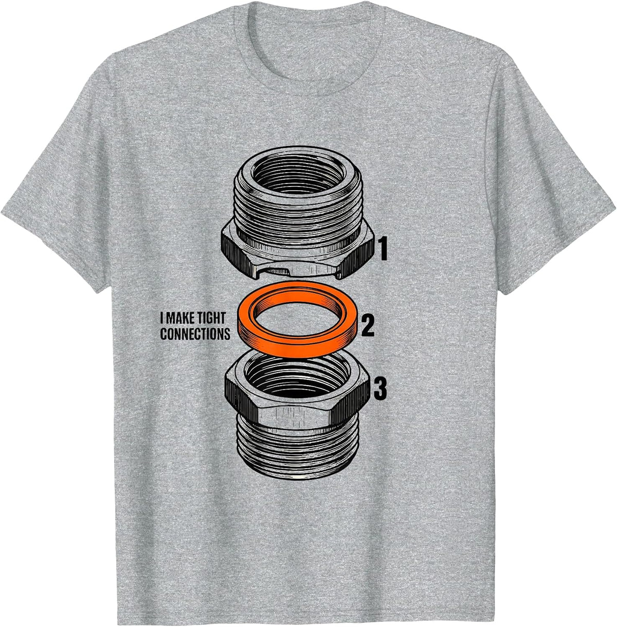 Men's I Make Tight Connections Funny Plumber Pipefitter Occupation T-Shirt - Heather Grey