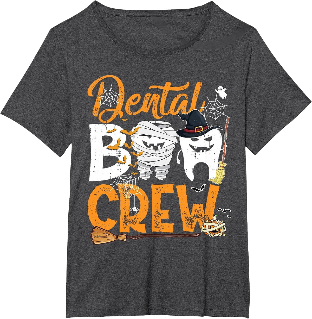 Dental Boo Crew Funny Dentist Assistant Halloween Costume T-Shirt - Dark Heather Grey