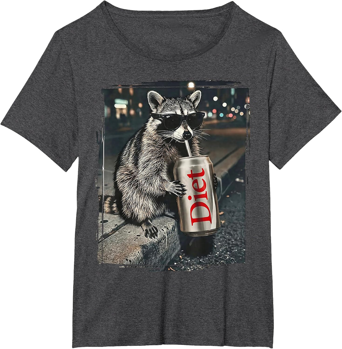 Raccoons Diet Soda Funny Animal Meme Genz Dank Raccoon Meme T-Shirt - Dark Heather Grey