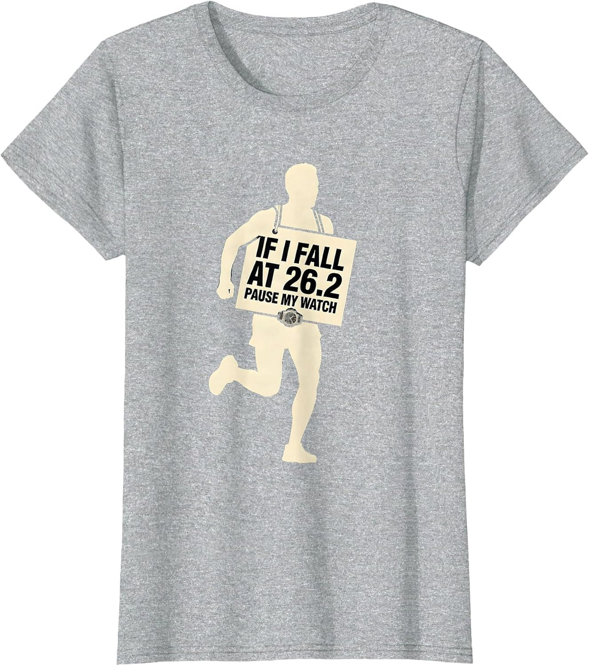 If I Fall At 26.2 Pause My Watch Funny Runner Marathon Gift T-Shirt - Heather Grey