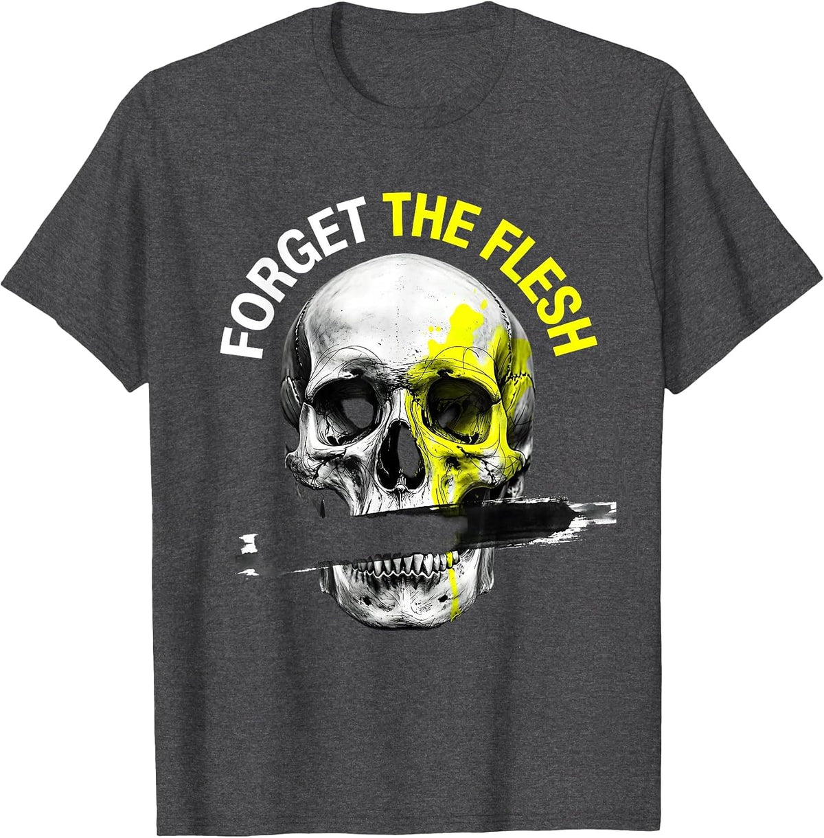Forget the Flesh Bold Dark Graphic Design T-Shirt - Dark Heather Grey